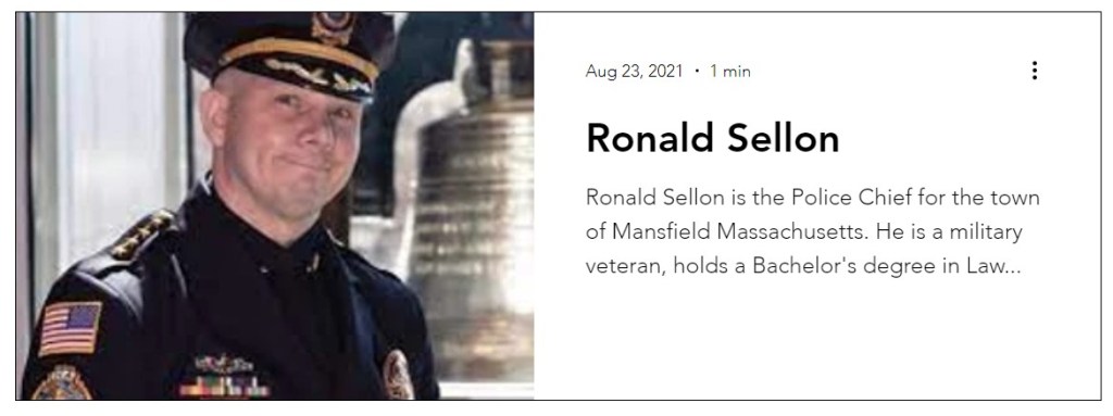 Chief Ronald Sellon pictured with the title of his appearance on the CopDoc podcast